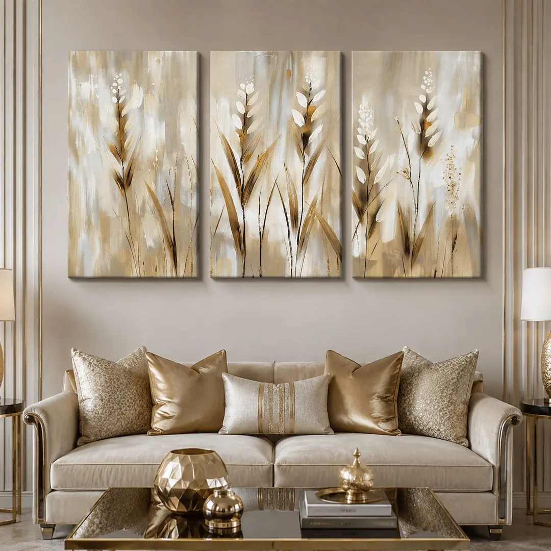 Soft Botanica Kanvas Duvar Tablosu - 3'lü Canvas Tablo Seti - VOOV4361 4
