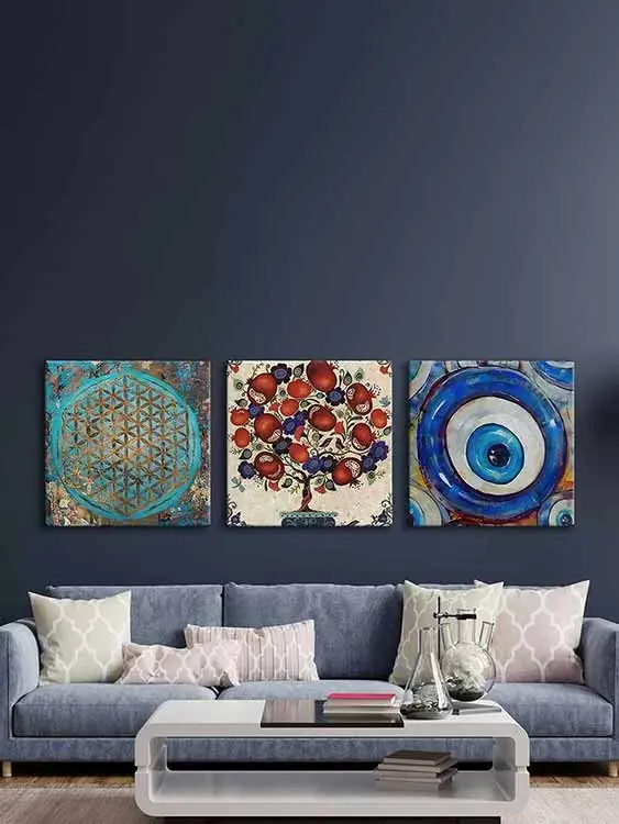 Kanvas Duvar Tablosu 3'lü Canvas Tablo Seti - VOOV4159 3