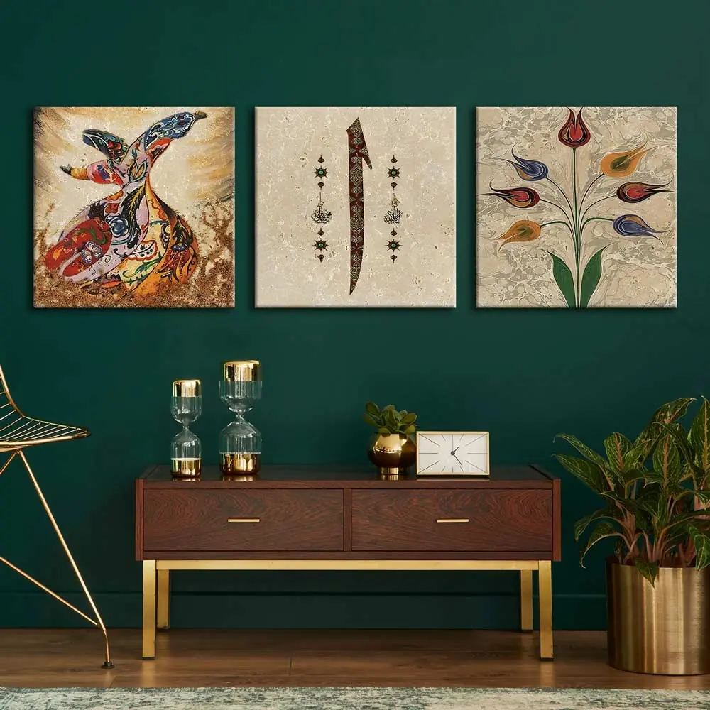 Kanvas Duvar Tablosu 3'lü Canvas Tablo Seti - VOOV4148 1