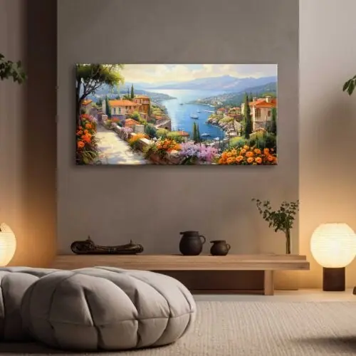 Sahil Kasabası Manzarası Kanvas Tablo - EC1024 1
