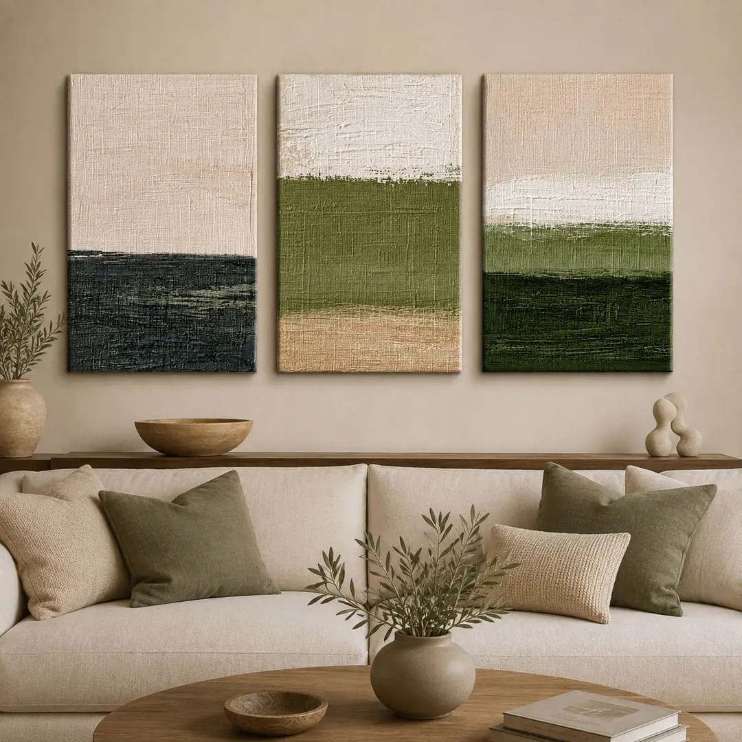 Nature Layers Kanvas Duvar Tablosu - 3'lü Canvas Tablo Seti - VOOV4349
