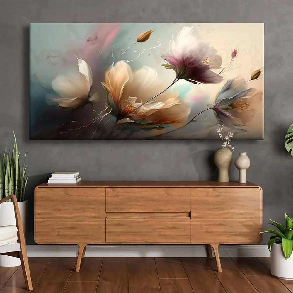 Modern Soyut Pastel Çiçekler Kanvas Tablo - VOOV2436 1