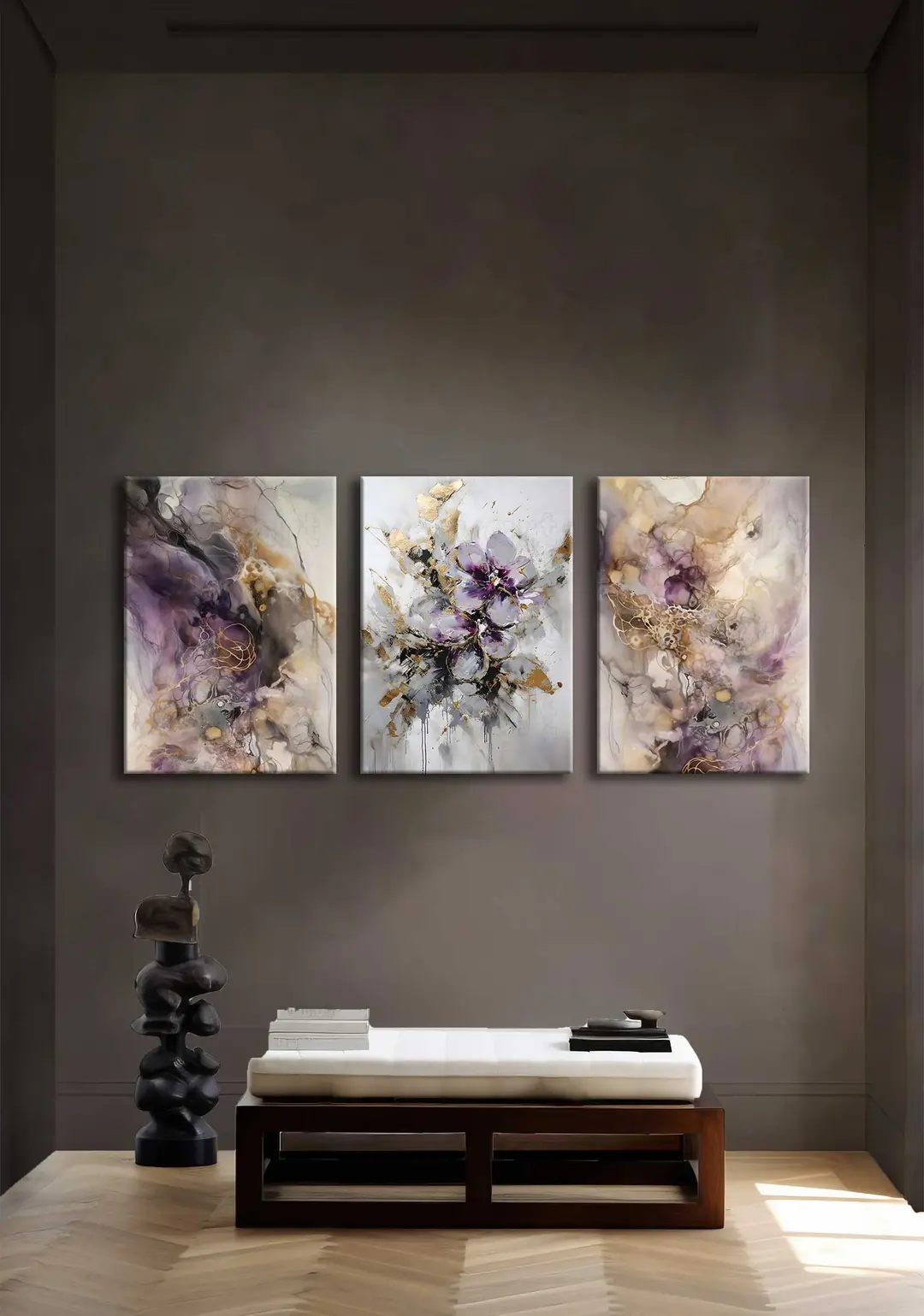 Abstract Flower Kanvas Duvar Tablosu - 3'lü Canvas Tablo Seti - VOOV4199 2