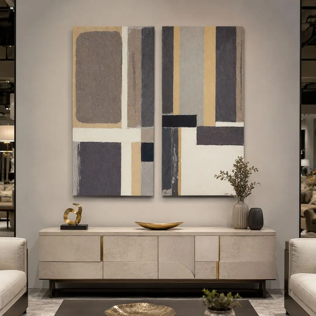 Modern Abstract Kanvas Duvar Tablosu - 2'li Set Kanvas Tablo - VOOV6038 1
