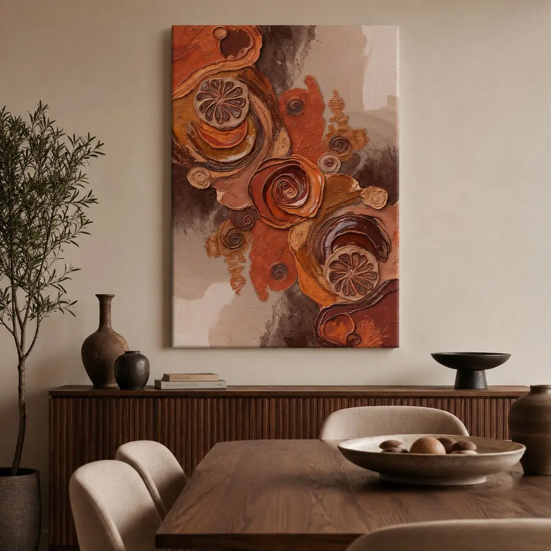 Terra Spiral Dekoratif Soyut Kanvas Tablo - VOOV2668 2