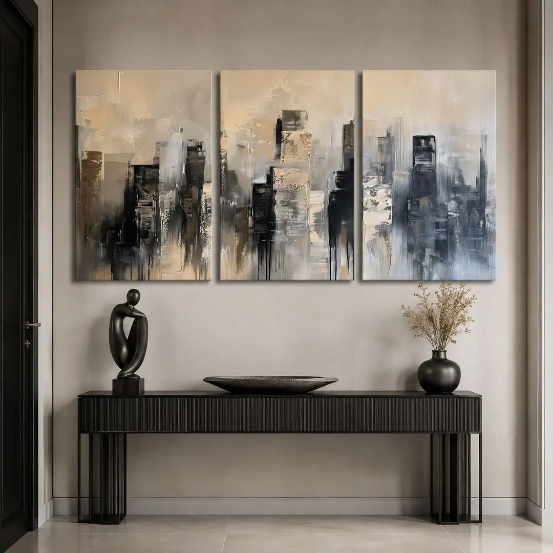 Silent City Kanvas Duvar Tablosu - 3'lü Canvas Tablo Seti - VOOV4393 4