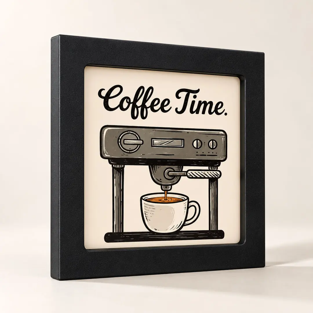 Kahve Molası Coffee Keyfi Seti - Dokuzlu Kare Siyah Ahşap Çerçeveli Lüks Tablo Seti ( 30x30cm ) 9 Adet 3