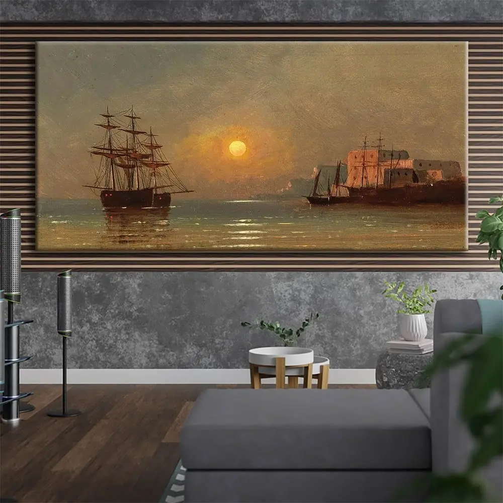 Ivan Konstantinovich Aivazovsky - Denizde Gün Batımı Manzarası 1889 Kanvas Tablo - VOOV1774 1