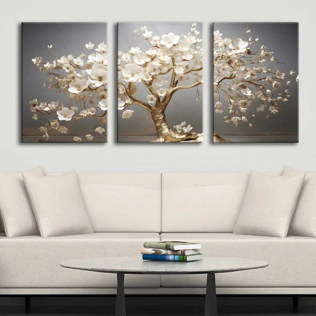 Hayat Ağacı Kanvas Duvar Tablosu 3'lü Canvas Tablo Seti - VOOV4350 1