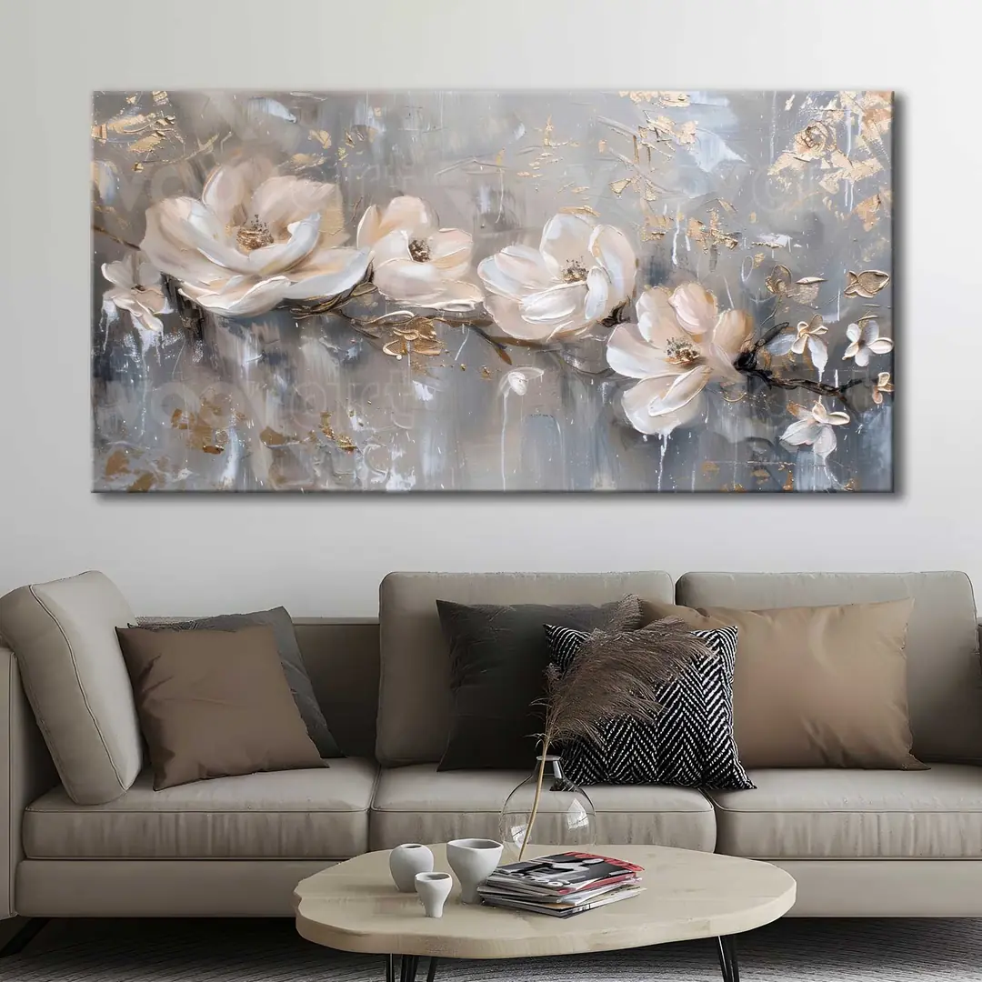 Soyut Çiçekler Dekoratif Kanvas Tablo - VOOV2840 1
