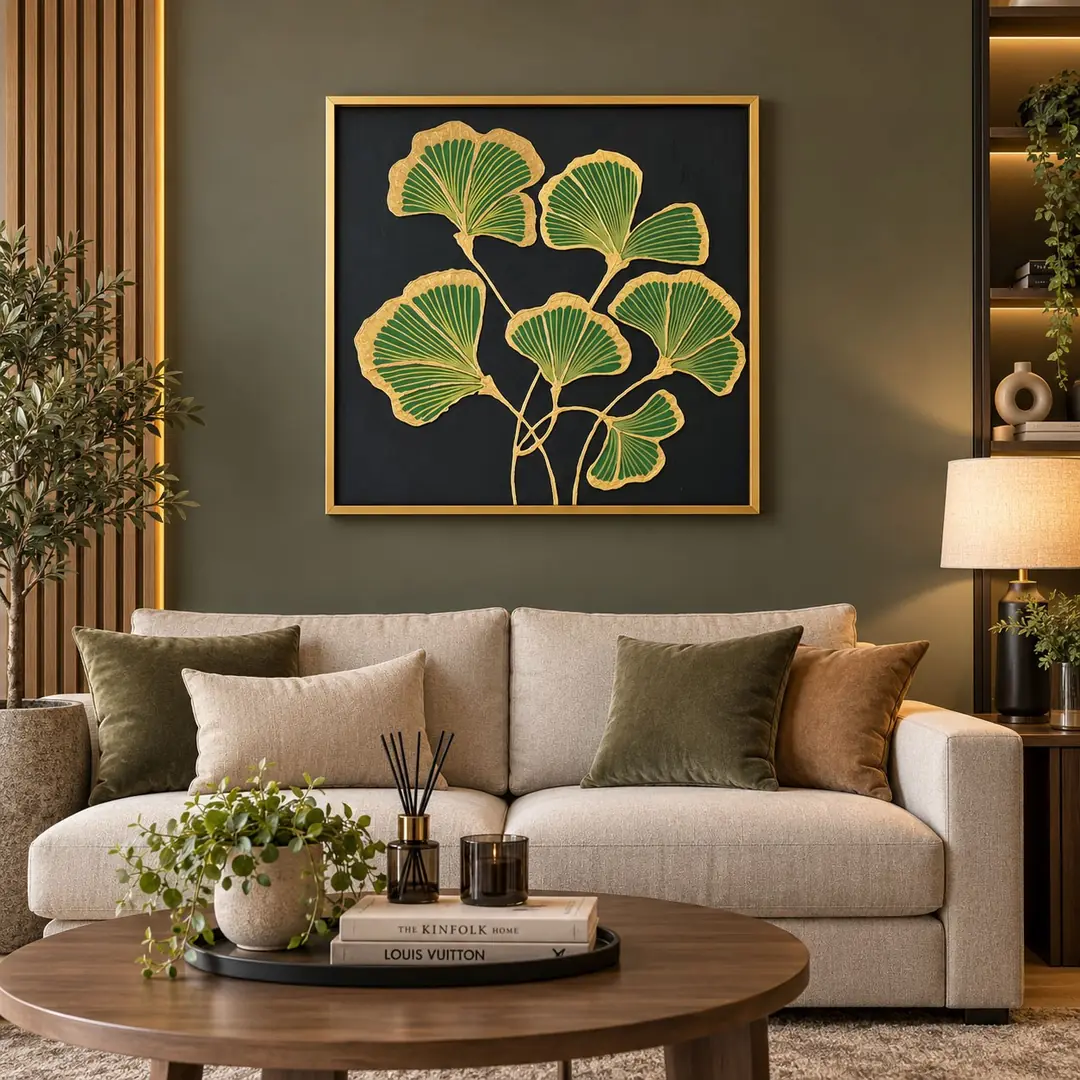 Gold Ahşap Çerçeveli 66x66cm Kabartma Dokulu Dekoratif Kanvas Tablo - ART8005 1