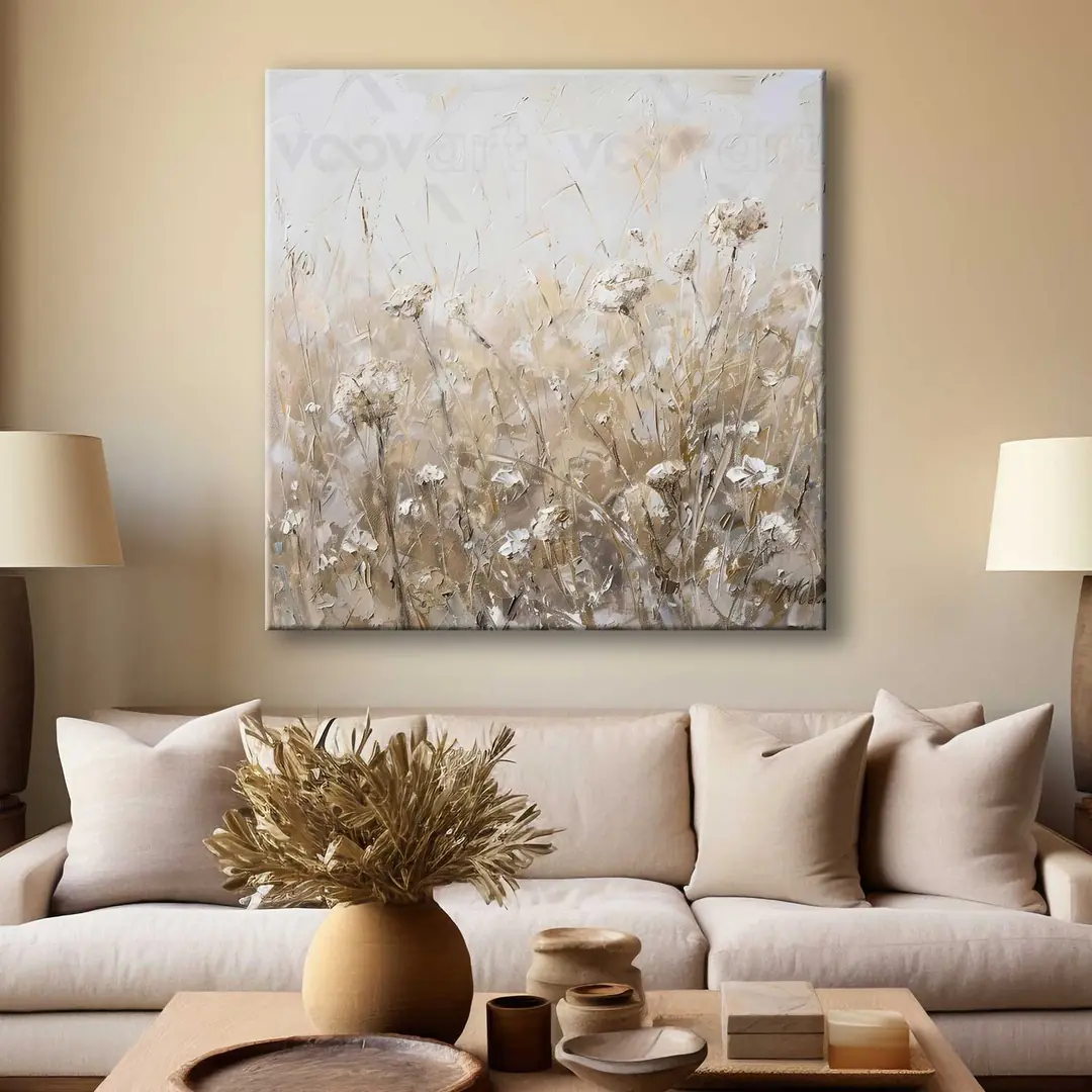 Soyut Modern Çiçekler Dekoratif Kanvas Tablo - VOOV3057 1