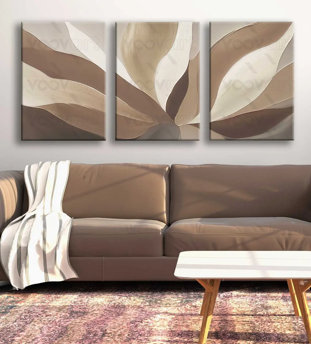 Özel Berceste Çiçek Dekoratif 3'lü Canvas Tablo Seti - VOOV4322 2