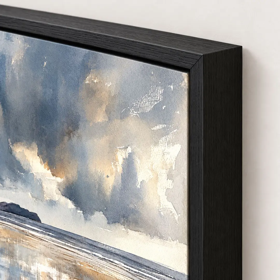 Siyah Ahşap Çerçeveli - 100x150cm Fırtınalı Sahil Manzarası Kanvas Tuval Tablo - VOOV9106 2
