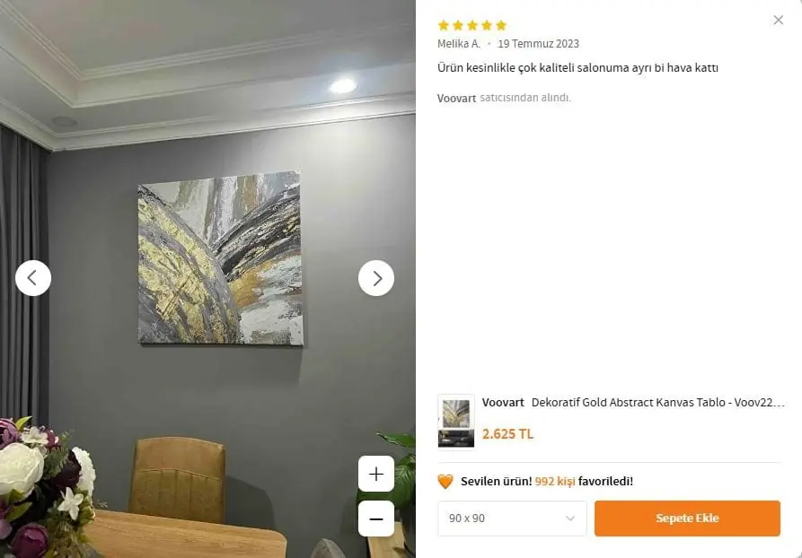 Dekoratif Gold Abstract Kanvas Tablo - VOOV2200 4