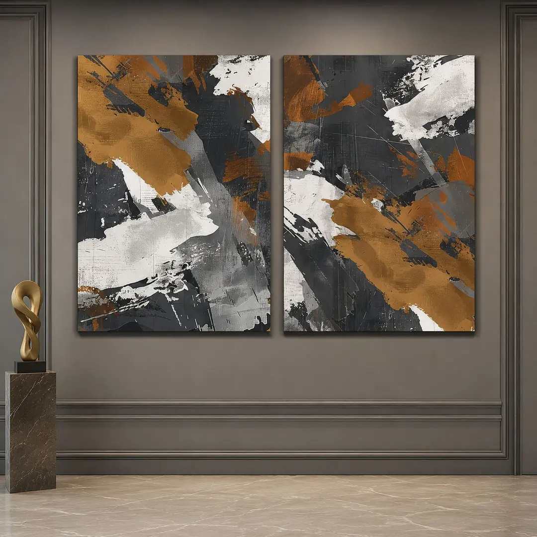 Abstract Art Kanvas Duvar Tablosu - 2'li Set Kanvas Tablo - VOOV6032 1