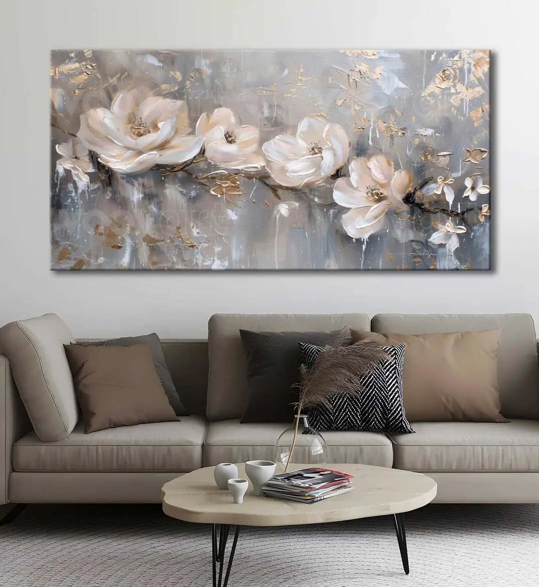 Soyut Çiçekler Dekoratif Kanvas Tablo - VOOV2840 2