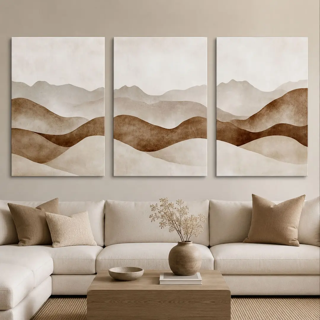 Soyut Dağlar Kanvas Duvar Tablosu 3'lü Canvas Tablo Seti - VOOV3220 2