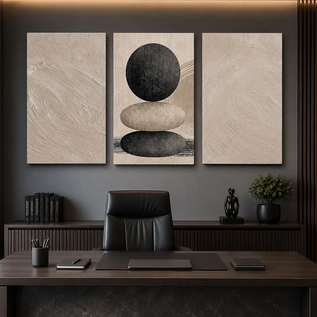 Doğal Denge Kanvas Duvar Tablosu - 3'lü Canvas Tablo Seti - VOOV4365 4