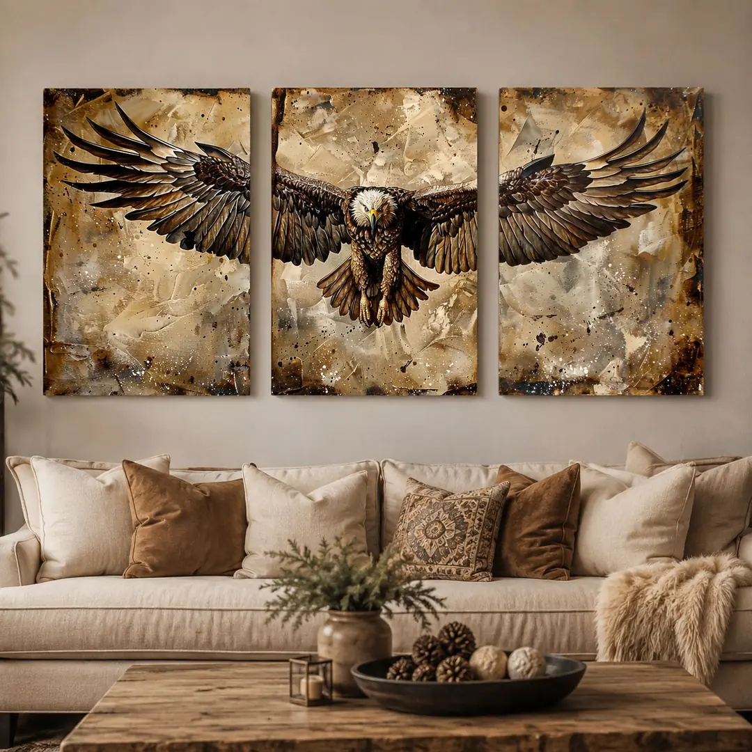 Kartalın İhtişamı Kanvas Duvar Tablosu - 3'lü Canvas Tablo Seti - VOOV4407 2