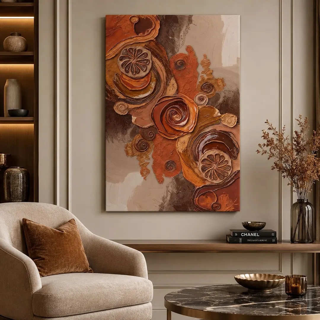 Terra Spiral Dekoratif Soyut Kanvas Tablo - VOOV2668 1