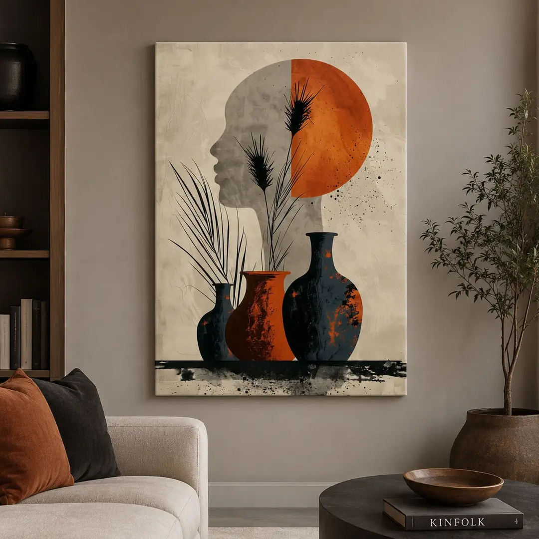 Bohem Minimal Dekoratif Soyut Kanvas Tablo - VOOV3586 1