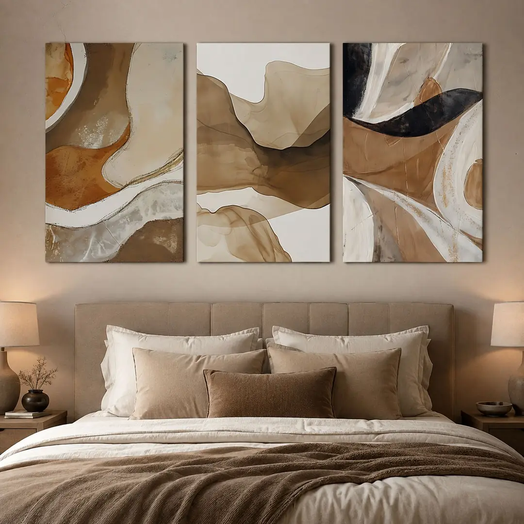 Sahara Flow Kanvas Duvar Tablosu - 3'lü Canvas Tablo Seti - VOOV4373 2