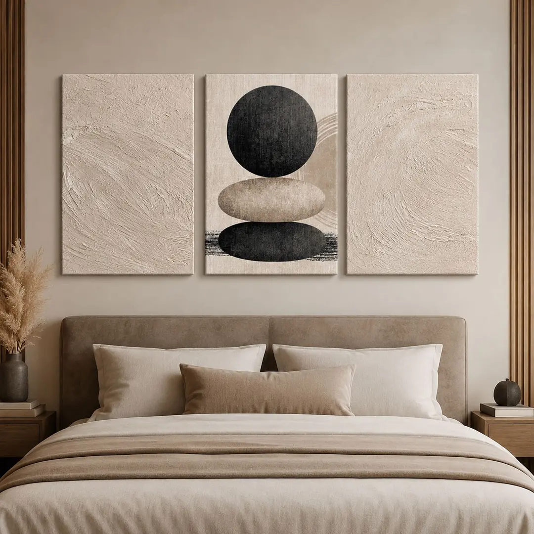 Doğal Denge Kanvas Duvar Tablosu - 3'lü Canvas Tablo Seti - VOOV4365 1