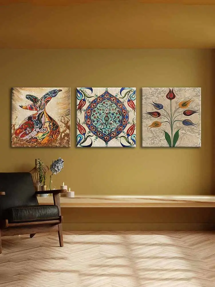 Kanvas Duvar Tablosu 3'lü Canvas Tablo Seti - VOOV4166 3
