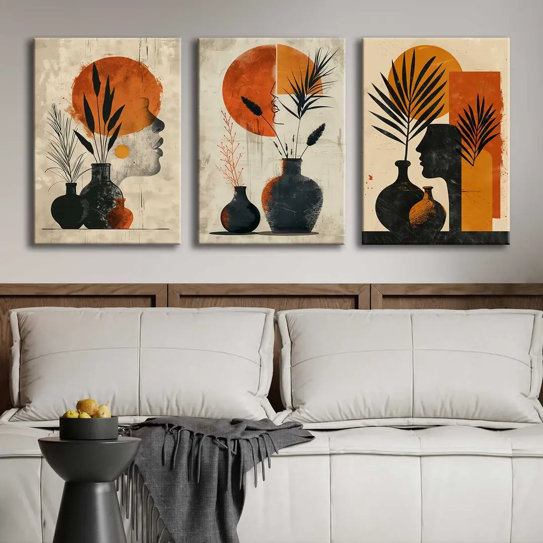 Modern Soyut Kanvas Tablo - 3'lü Canvas Tablo Seti - VOOV4380 1