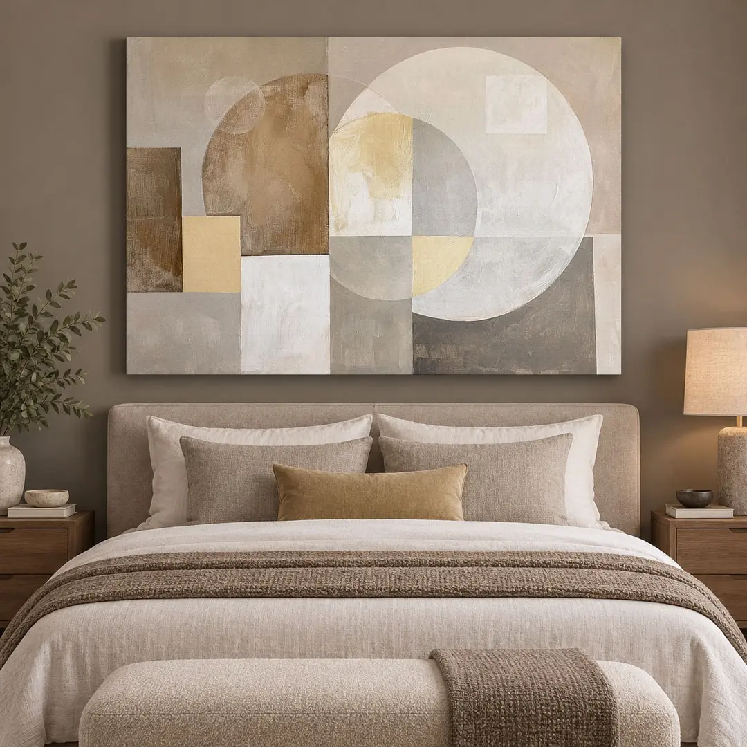 Bej ve Toprak Tonları Modern Geometrik Tuval Kanvas Tablo - VOOV3784 1
