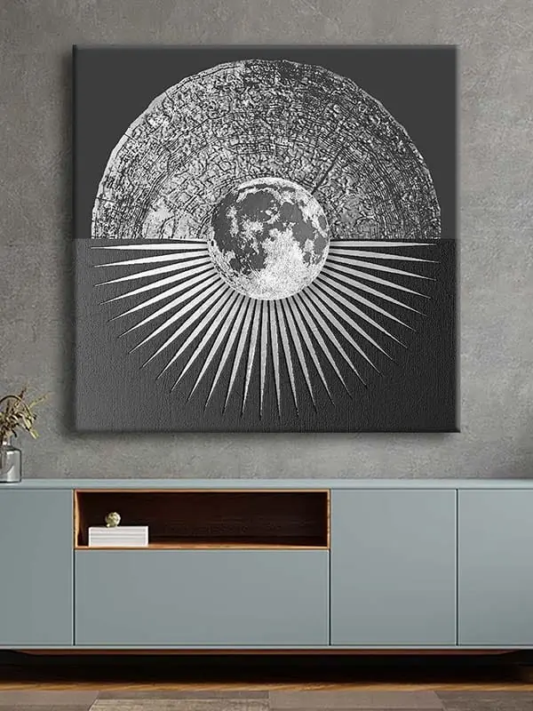 Modern Lüks Gümüş Geometrik Soyut Dekoratif Kanvas Tablo - VOOV2281 3