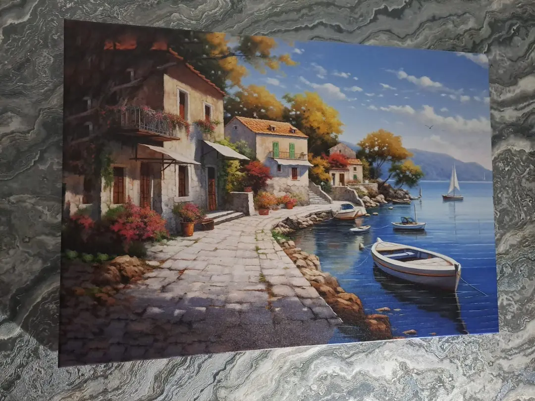 Sahil Kasabası Manzarası Dekoratif Kanvas Tablo - VOOV2782 4