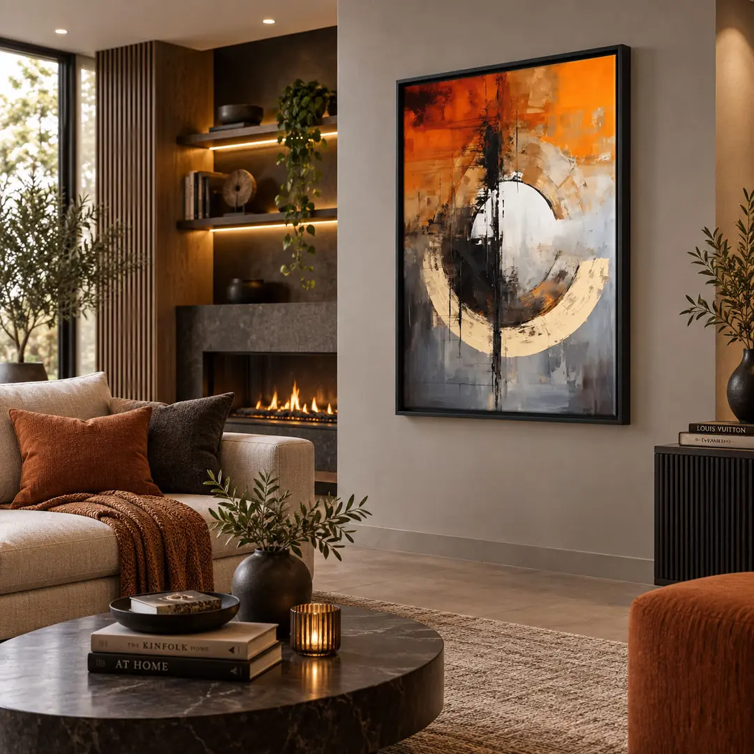 Ahşap Çerçeveli - Modern Soyut - Misafir ve Oturma Odası Tablosu - 70x100cm 2