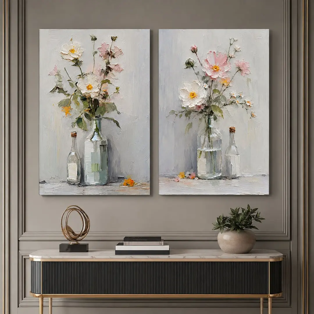 Yabani Güller Kanvas Duvar Tablosu - 2'li Canvas Tablo Seti - VOOV6003 1