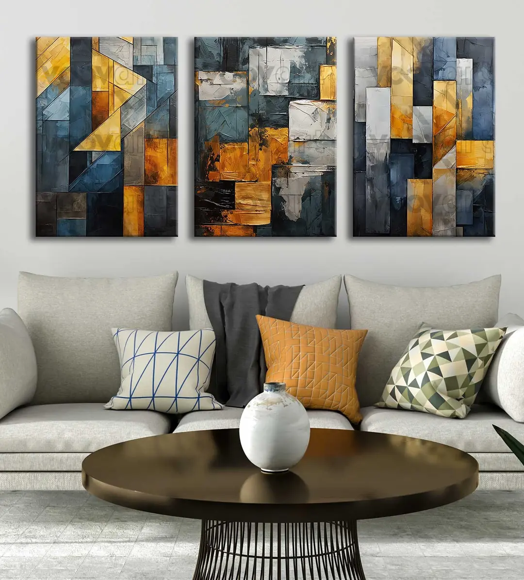 Modern Soyut Kanvas Tablo - 3'lü Canvas Tablo Seti - VOOV4332 2