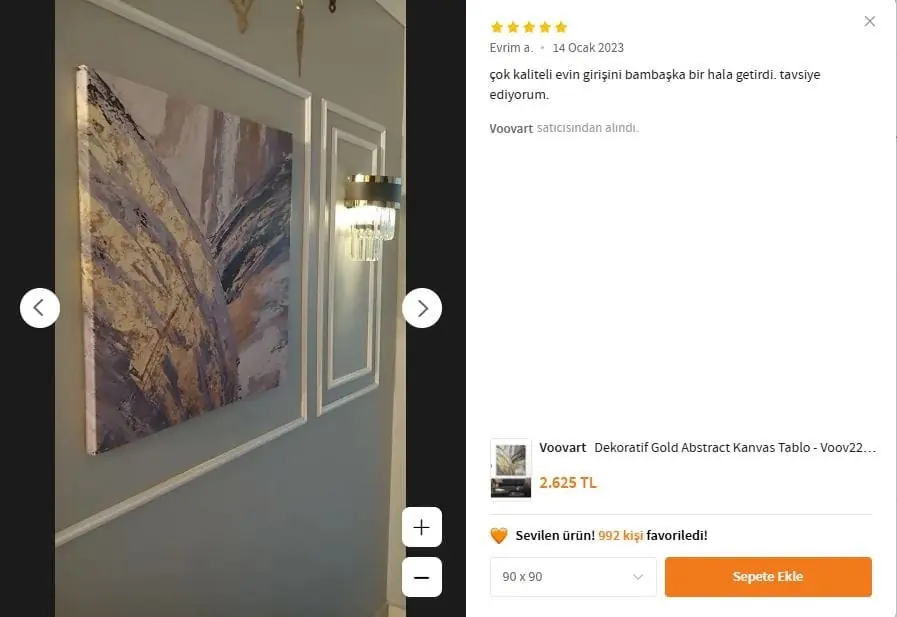 Dekoratif Gold Abstract Kanvas Tablo - VOOV2200 6