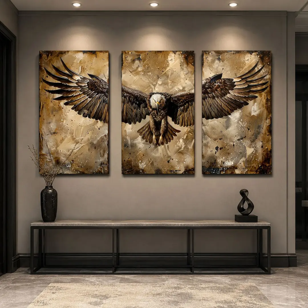 Kartalın İhtişamı Kanvas Duvar Tablosu - 3'lü Canvas Tablo Seti - VOOV4407 5