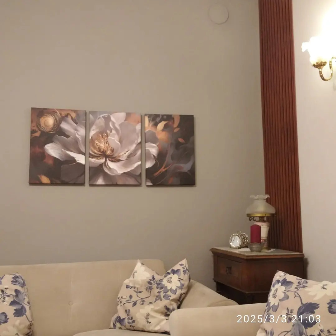 Abstract Elagant Flower Kanvas Duvar Tablosu - 3'lü Canvas Tablo Seti - VOOV4222 5