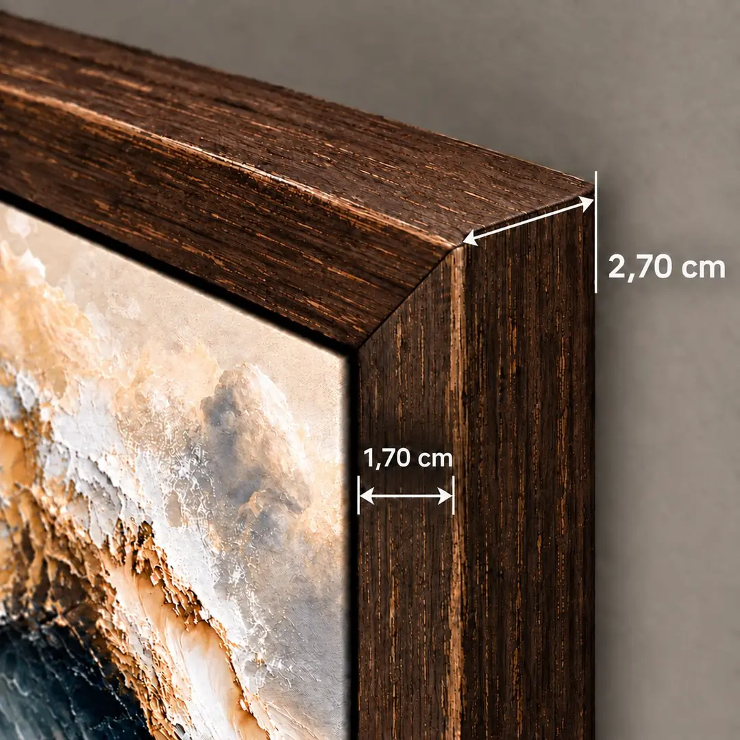 Eskitme Ahşap Çerçeveli - Soyut Gün Batımı - Dokulu Baskı Ahşap Tablo - 70x140cm 2