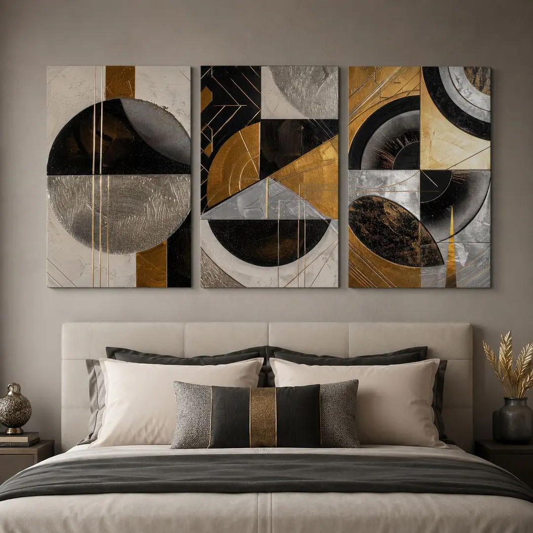 Lüks Yörünge Kanvas Duvar Tablosu - 3'lü Canvas Tablo Seti - VOOV4395 4