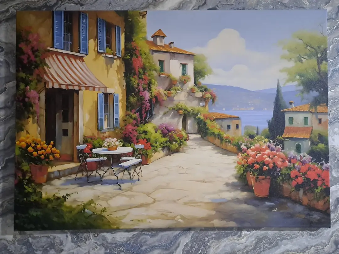 Sahil Kasabası Manzarası Dekoratif Kanvas Tablo - VOOV3073 3