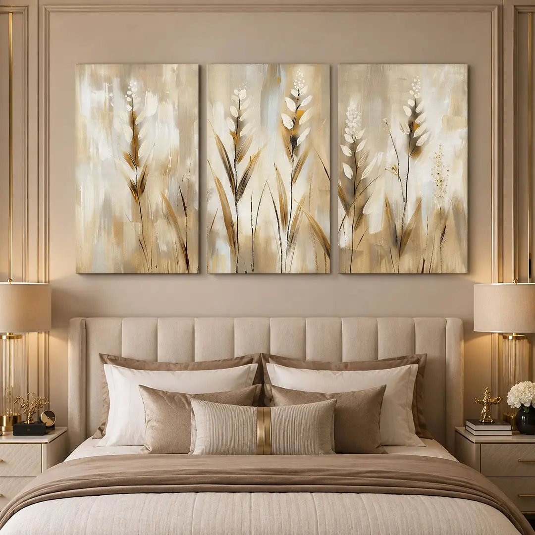 Soft Botanica Kanvas Duvar Tablosu - 3'lü Canvas Tablo Seti - VOOV4361 2