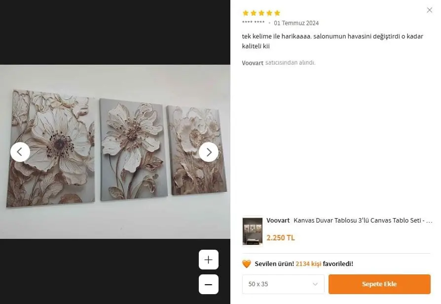 Kanvas Duvar Tablosu 3'lü Canvas Tablo Seti - VOOV4231 5
