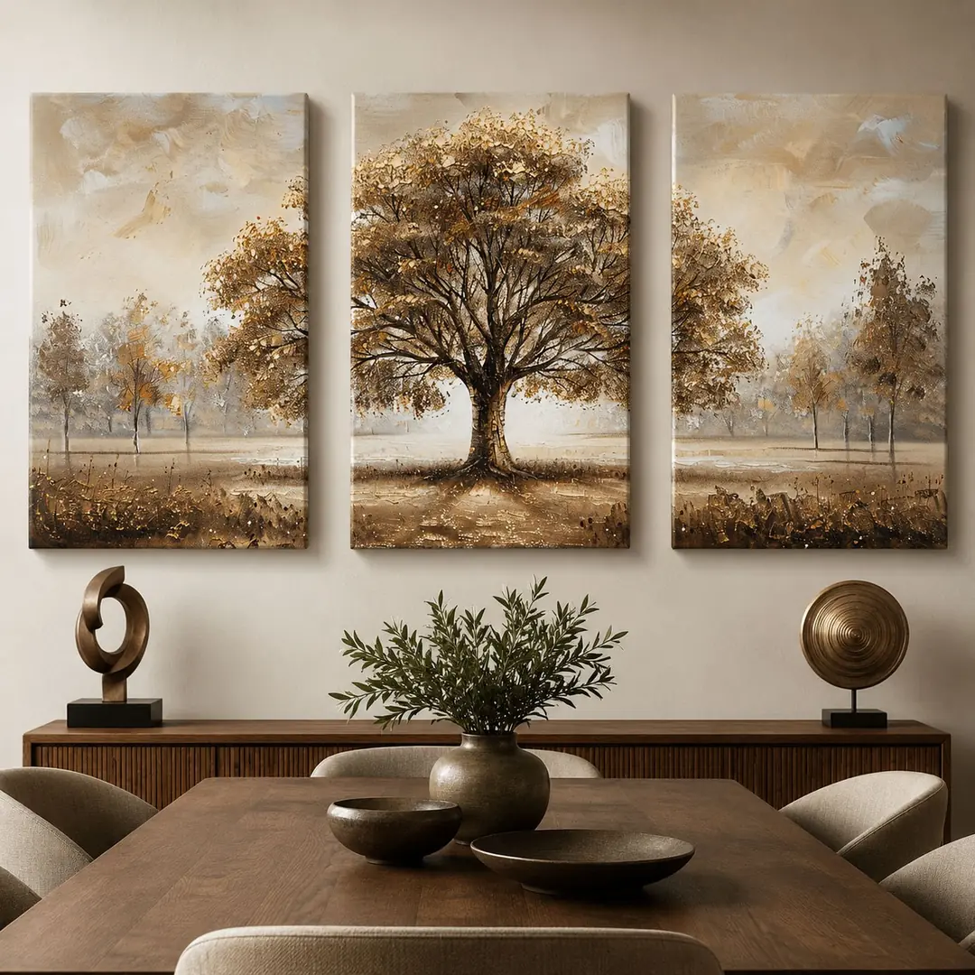 Asırlık Çınar Kanvas Duvar Tablosu - 3'lü Canvas Tablo Seti - VOOV4201 2