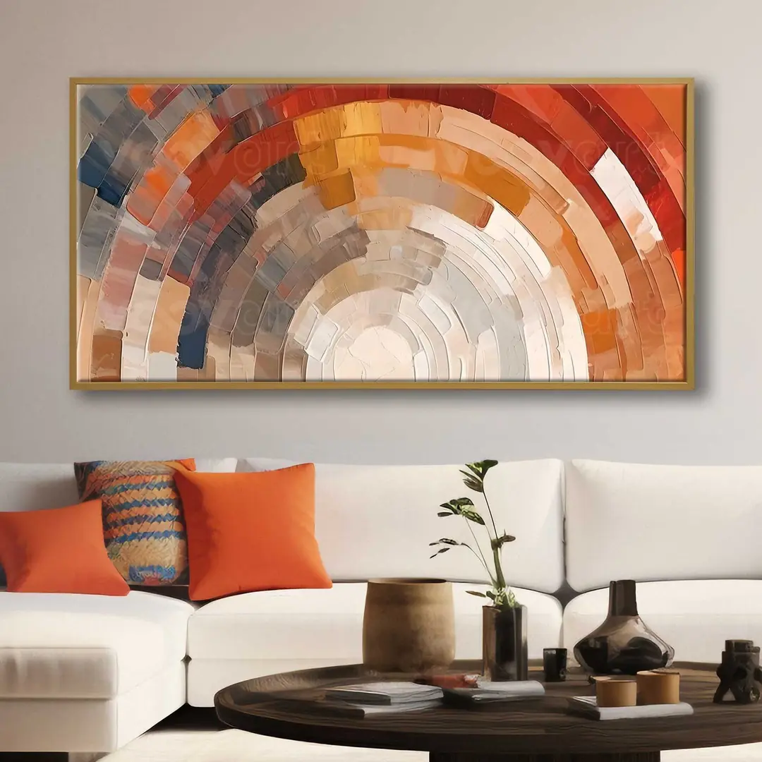 70x140cm Natürel Çerçeveli Soyut Gün Batımı Dekoratif Kanvas Tablo - ART1268 1
