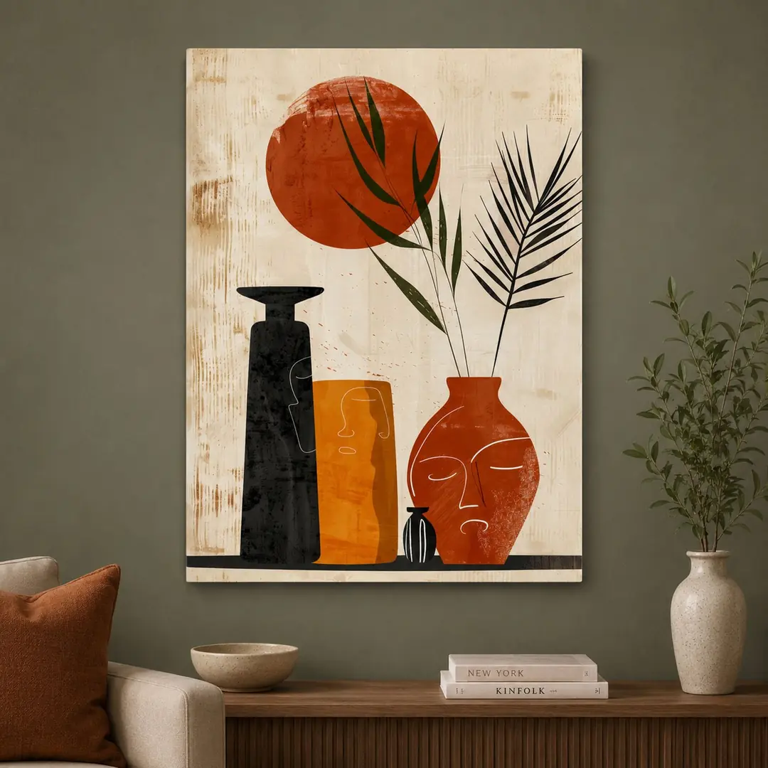 Bohem Minimal Dekoratif Soyut Kanvas Tablo - VOOV3590 1