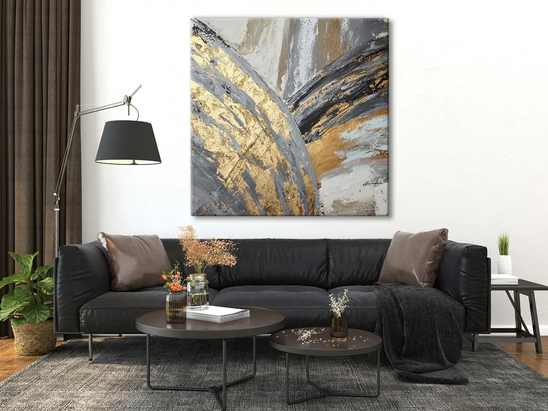 Dekoratif Gold Abstract Kanvas Tablo - VOOV2200 2