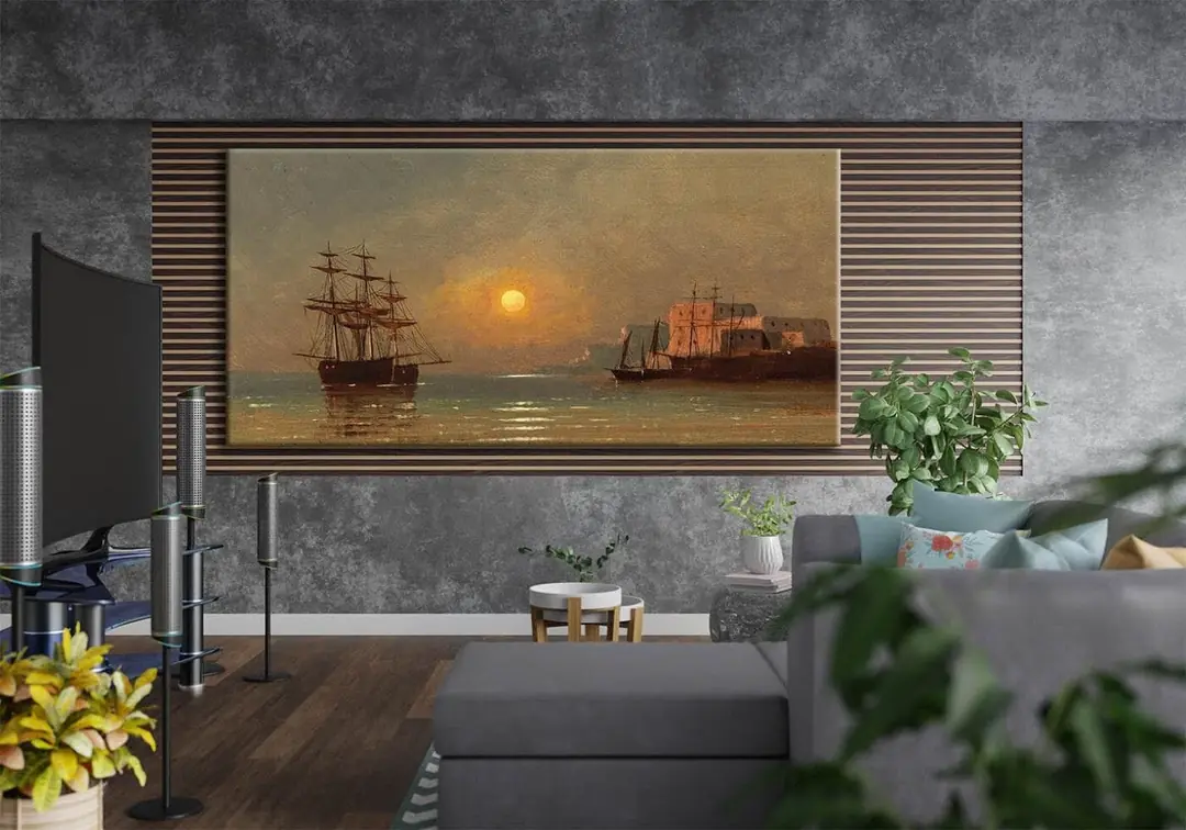 Ivan Konstantinovich Aivazovsky - Denizde Gün Batımı Manzarası 1889 Kanvas Tablo - VOOV1774 2