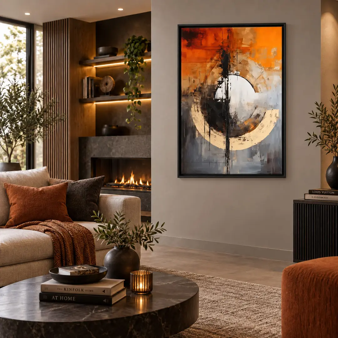 Ahşap Çerçeveli - Modern Soyut - Misafir ve Oturma Odası Tablosu - 70x100cm